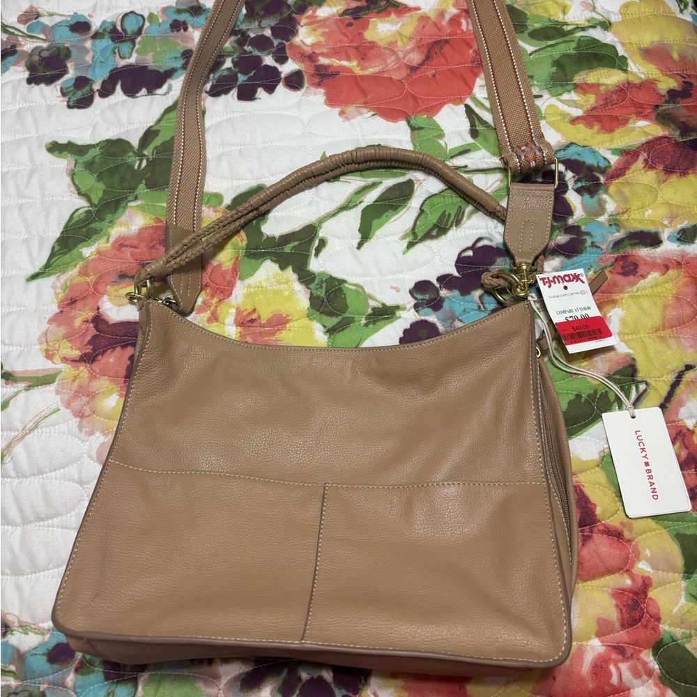 Lucky Brand Beige Leather Shoulder Bag